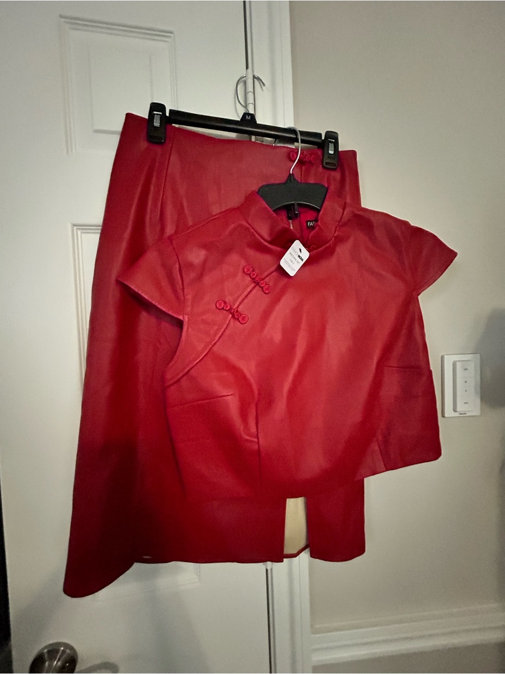 Fashion Nova Red Two-Piece Maxi Skirt Set